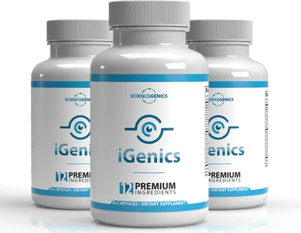 iGenics multi-bottle product image Three iGenics supplement bottles